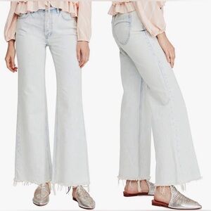 Free People High Rise Straight Flare Jeans light wash size 28